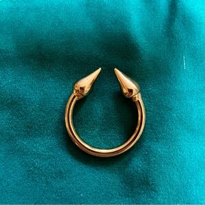 Noir NYC Yellow Gold Plated Adjustable Double Spike Ring